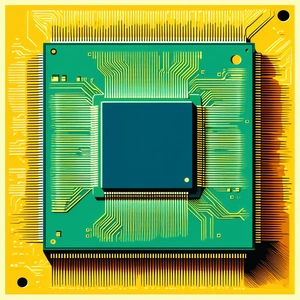 Tech Linocut Print: Close-up of microprocessor