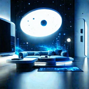 (futuristic:1.34) Smart Home With Futuristic Living