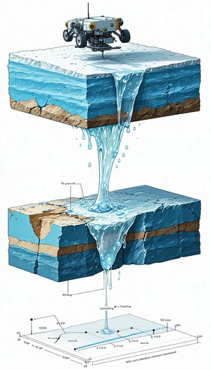 A Blue And White Drawing Of A Waterfall Is Shown