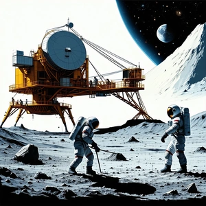 In The Image, There Are Two Astronauts Standing On The Moon, Each Holding A Pole