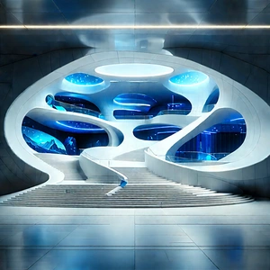 (futuristic:1.12) Innovation Hub With Large, Modern