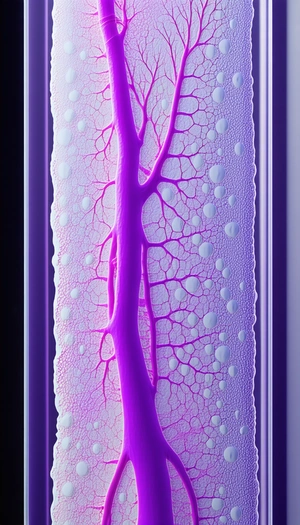 A Purple And White Object, Possibly A Piece Of Art Or A Sculpture, With A Branch-like Structure
