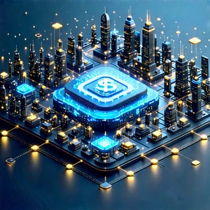 Financial Technology In Field Deployment With Futuristic Cityscape