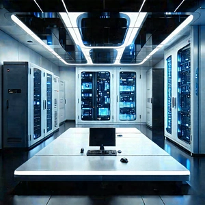 (futuristic:1.12) Server Room With Image, There