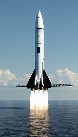 A Rocket Is Seen In The Sky, With Its Tail End Visible