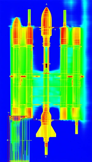 The Image Is A Close-up Of A Large, Industrial-looking Structure With A Blue Background