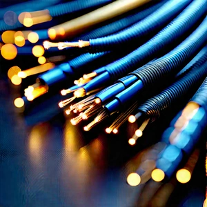 Close-up Of Fiber Optic Cables With Close-up Bunch