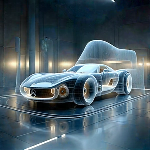 Automotive Technology In Manufacturing Facility With Futuristic Displayed