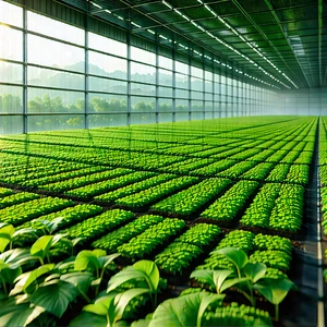 Agricultural Technology In Research Center With Large Greenhouse