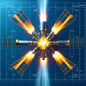 The Image Is A Blueprint Of A Spacecraft, Showcasing Its Various Components