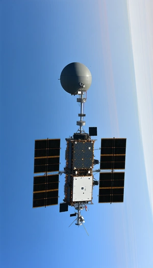 A Space Shuttle With A Large Satellite On Top Of It