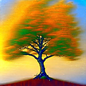 Nature Stock Photography: Ancient Tree In Autumn Colors With Tree Standing