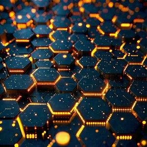 Abstract Professional Photography: Hexagonal pattern with glowing elements