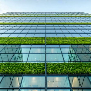 Urban Long Exposure Photography: Glass office tower with green rooftop