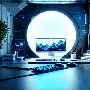 Futuristic tech startup office