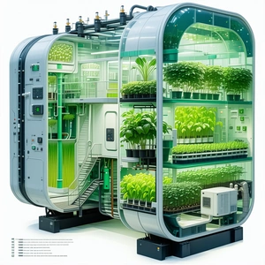 A Large, Futuristic Greenhouse Filled With A Variety Of Plants