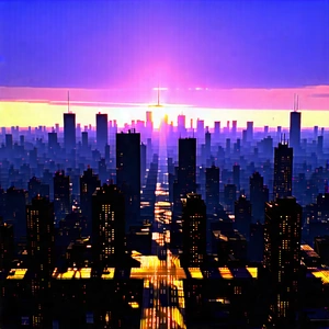 Urban Unreal Engine: Cityscape Of Urban Skyline During Sunrise With Black White