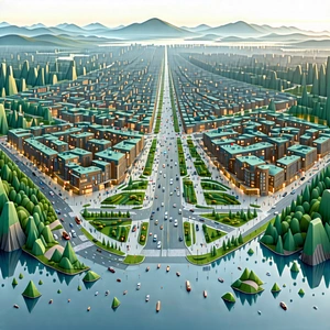 Urban Concept Art: Aerial view of cultural district