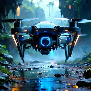 Drone With Data Visualization With Black Drone