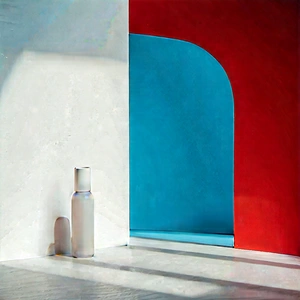 Abstract Professional Photography: (minimalist:1.27) Arrangement With Color Block With White Wall