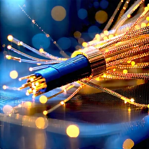 Close-up Of Fiber Optic Cables With Blue Wire