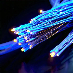 Close-up Of Fiber Optic Cables With Close-up Blue
