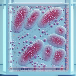 A Large Glass Container Filled With A Red Liquid