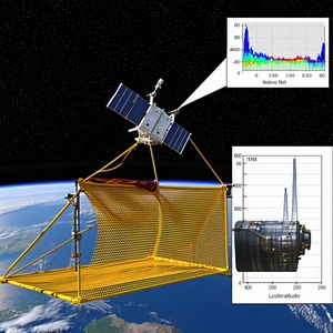 A Spacecraft, Possibly A Satellite, Floating In The Air Above The Earth