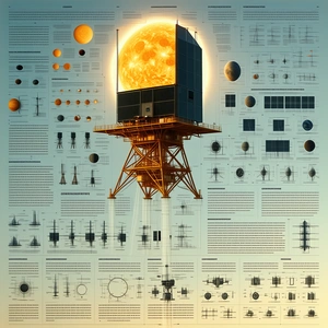 The Image Is A Detailed Diagram Of A Large Tower, Possibly A Space Station Or A Communication Tower