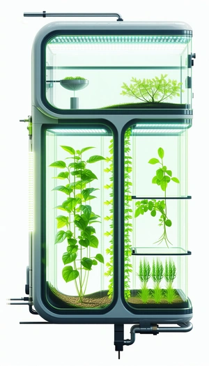 A Large, Multi-layered Greenhouse Filled With Various Plants