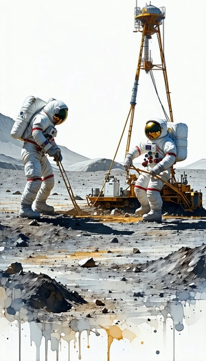 In The Image, There Are Two Astronauts Standing On A Rocky Surface, Possibly On The Moon