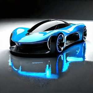 Innovative Electric Vehicle (design:1.4) With Blue Futuristic