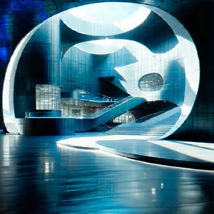 Tech Editorial Photography: (futuristic:1.32) Innovation Hub With Large, Modern