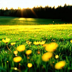 Nature Cinema 4d: Meadow During Sunrise With Lush Green