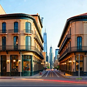 Urban Architectural Photography: City Rideshare In Historic Quarter With City Street