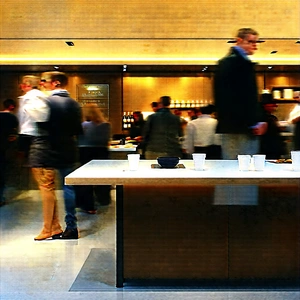 Urban Lithograph: Urban cafe culture scene