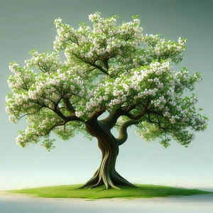 Nature Abstract Design: (ancient:1.26) Tree In Spring Bloom With Large, Green