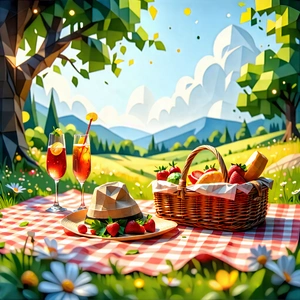 Lifestyle Low Poly: Summer Picnic During Summer With Image, There