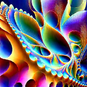 Abstract Digital Painting: Fractal Pattern With Iridescent Color Palette With Colorful Intricate