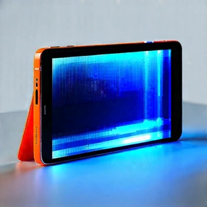 Tablet With Glowing Screen With Small Electronic