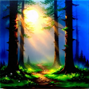 Nature Acrylic Painting: Forest Scene During Foggy Morning With Image, There