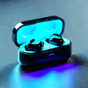 Wireless Earbuds With Glowing Screen With Pair Blue