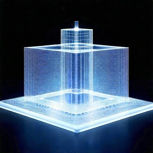 Financial Technology In Research Center With Blue White