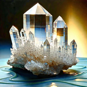 Abstract Woodcut Print: Crystal Assembly With Texture With Large, Clear