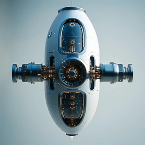 A Large, Futuristic-looking Spacecraft With A Metallic, Silver-blue Color Scheme