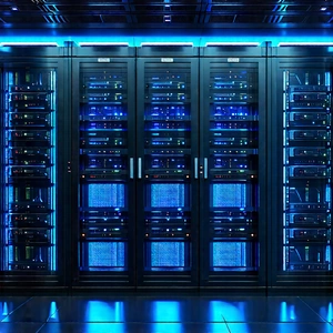 Server Rack With Neon Accents With Image, There
