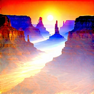 Nature Watercolor Painting: Canyon During Sunrise With Beautiful Sunset