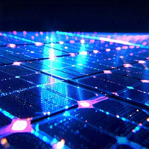 Solar Panel With Holographic Projection With Blue Light