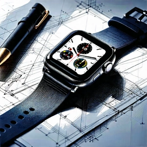 Smart Watch With Glowing Screen With Watch Displayed