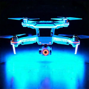 Drone With Glowing Screen With Blue Black